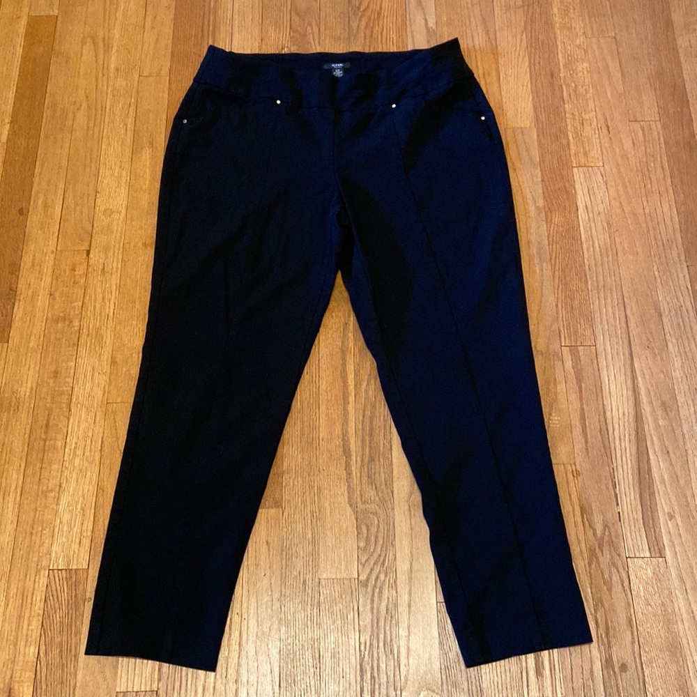 Alfani Women's Dressy Pull on Pant Black Size 16W Elastic Waist Front Pockets